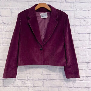 Vintage‎ Allyson Wood Burgundy Corduroy Blazer